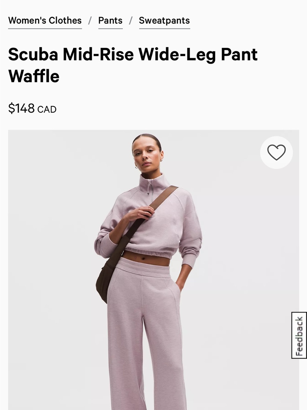 lululemon athletica Scuba Waffle Wide-Leg Track Pants in Light Mauve